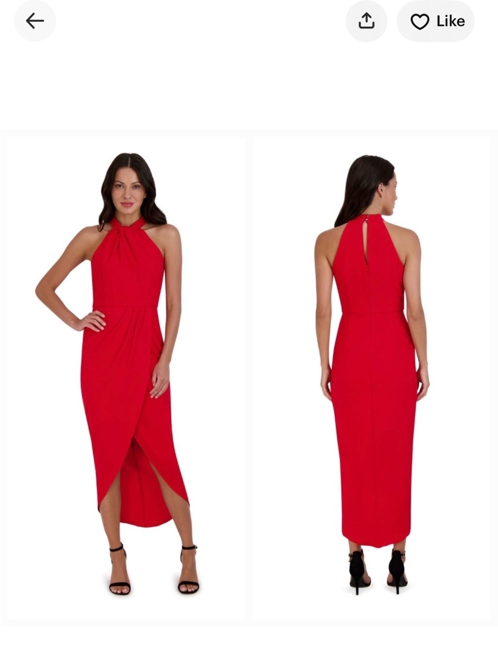 Julia & Jordan New Women's Elegant Red Halter Neck Faux Wrap Midi Dress Size